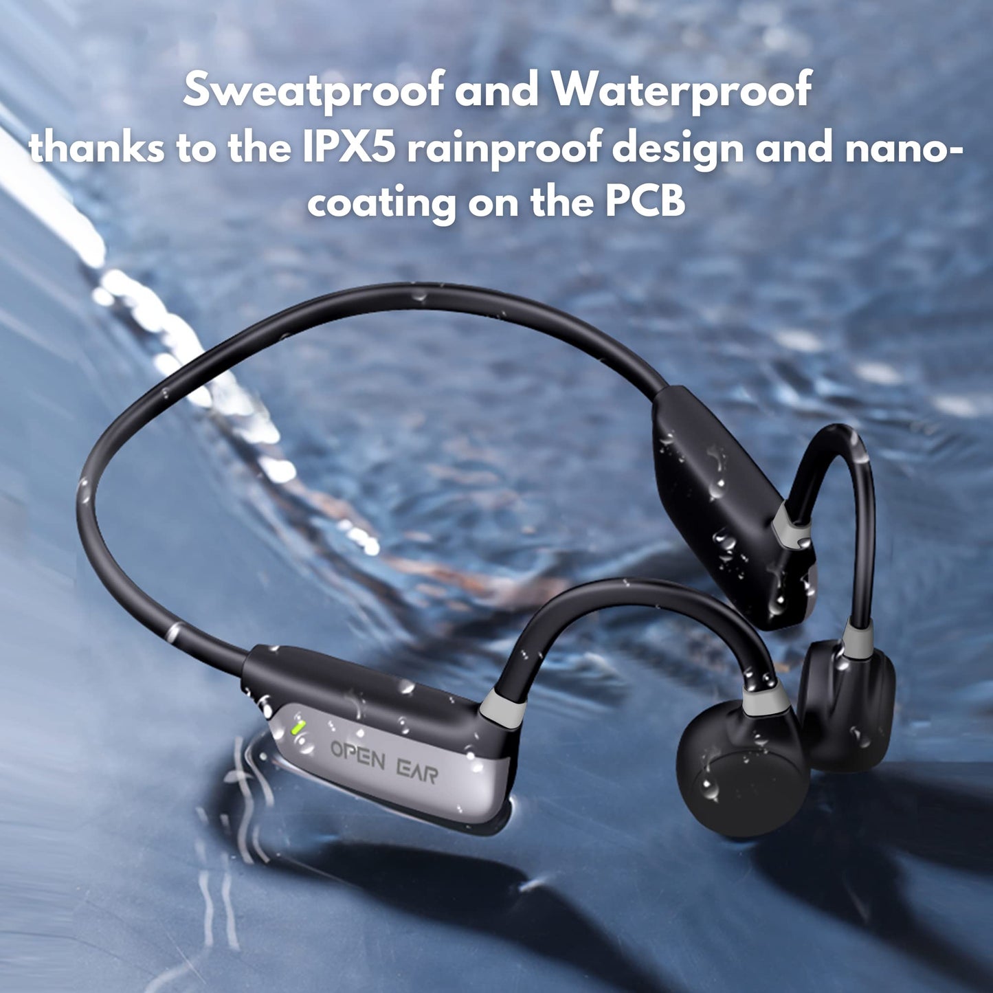 Sextet 8 - Waterproof Bone Conduction Headphones with 8GB Built in Memory, Bluetooth, Microphone and Voice Control